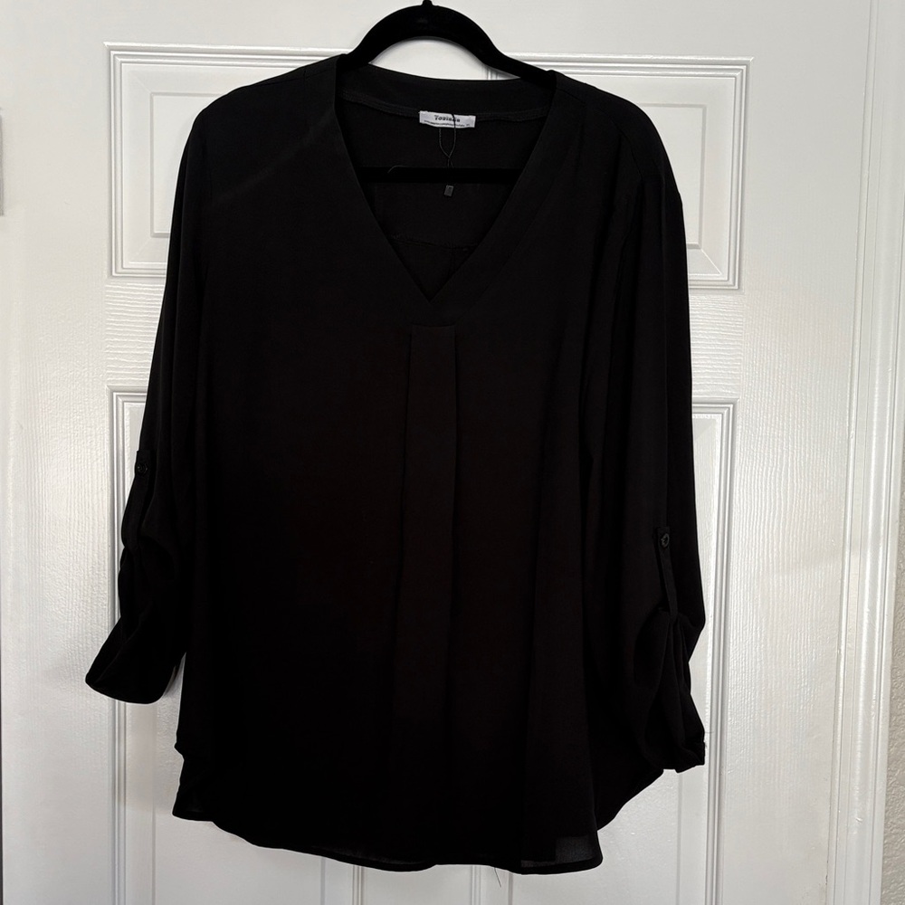 Chic Black V-Neck Blouse